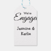 Wij zijn verloofd naam romantisch stijlvol eenvoud cadeaulabel (Achterkant)