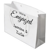 Wij zijn verloofd naam romantisch stijlvol eenvoud groot cadeauzakje (Achterkant Gekanteld)