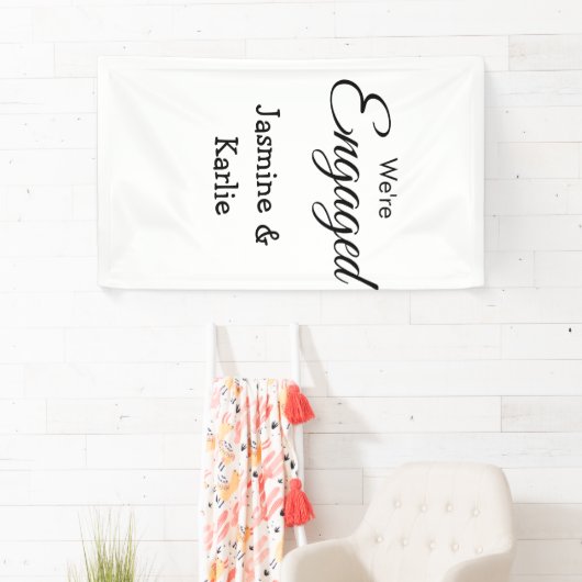 Wij zijn verloofd naam romantisch stijlvol eenvoud spandoek (Insitu)