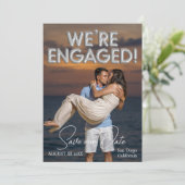 Wij zijn verloofd Zilveren Ballonnen Foto Save The Date (Staand voorkant)