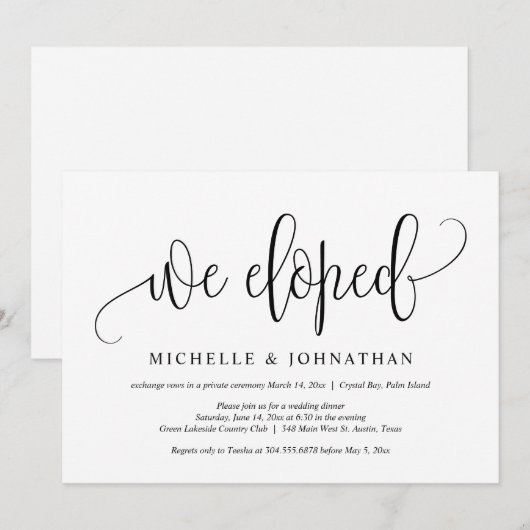 Wij zijn weggelopen, Bruiloft Wegloop Feest Vierin Kaart (Voorkant / Achterkant)