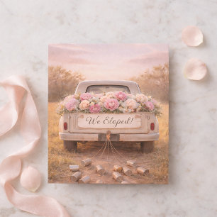 Wij zijn weggelopen Ruige Witte Antieke Truck Roze Briefkaart