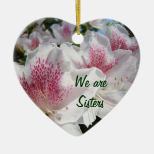 Wij zijn Zusters! Sieraden Roze Witte Azalea's Keramisch Ornament