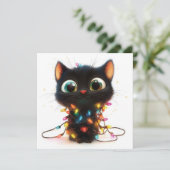 Wijd-Eyed Kitten met Holiday Sparkle Holiday Kaart (Staand voorkant)