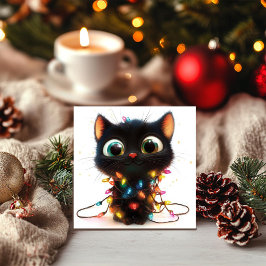 Wijd-Eyed Kitten met Holiday Sparkle Holiday Kaart