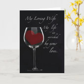 Wijf Jubileum Wijn Glas Hart Kaart (Gele Bloem)