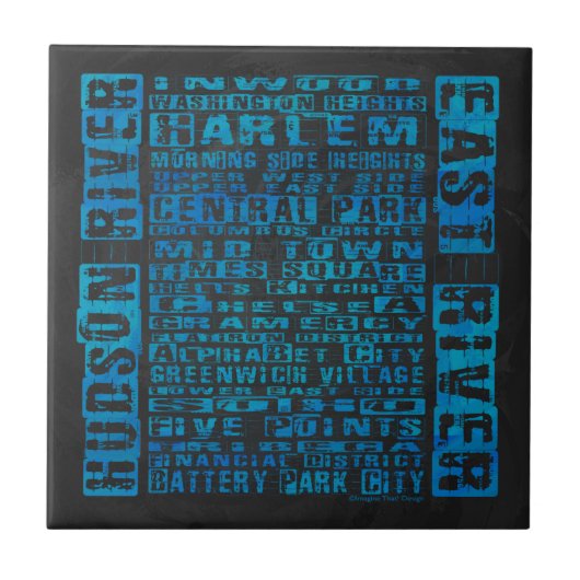 Wijken in NYC Blauw Tegeltje (Voorkant)