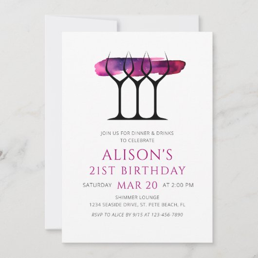 Wijn 21e verjaardag kaart (Voorkant)