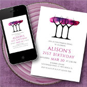 Wijn 21e verjaardag kaart