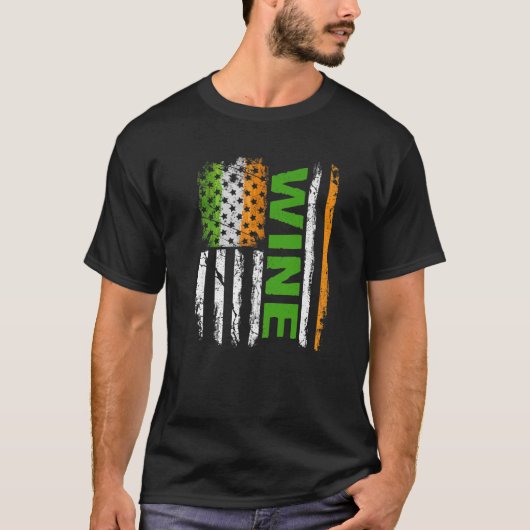 Wijn-Amerikaanse vlag Verstoorde St. Patrick's Day T-shirt (Voorkant)