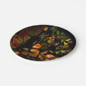 Wijn, appelen en druiven papieren bordje (Gekanteld)