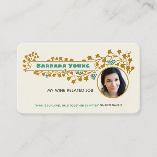 Wijn Art nouveau Mucha grapevine ornament CC1022 Visitekaartje (Voorkant)