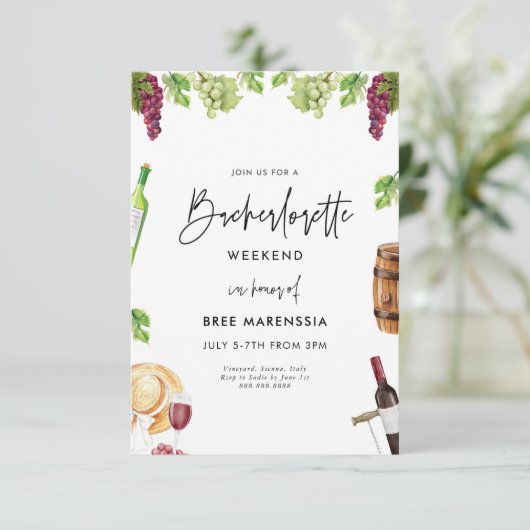 Wijn Bachelorette Uitnodiging (Staand voorkant)