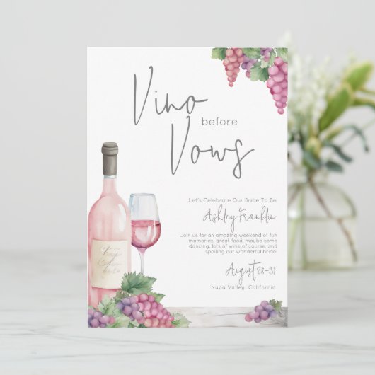 Wijn Bachelorette Vino Beloften Meisjes Weekend Kaart (Staand voorkant)