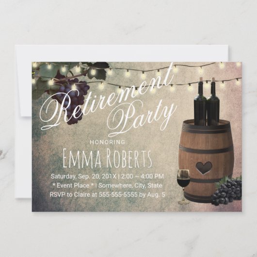 Wijn Barrel Graps  Pensioenpartij Kaart (Voorkant)