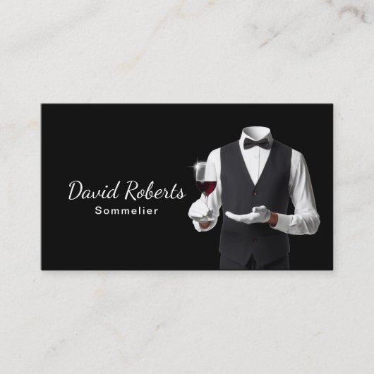 Wijn Bartender Professional Sommelier Classy Zwart Visitekaartje (Voorkant)
