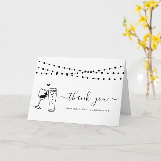 Wijn & Beer Toast & de Lichten van het Koord Dank  Kaart (Gele Bloem)