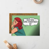 "Wijn begrijpt me!" Opmerkingskaart Notitiekaartje (Voorkant / Achterkant in situ)