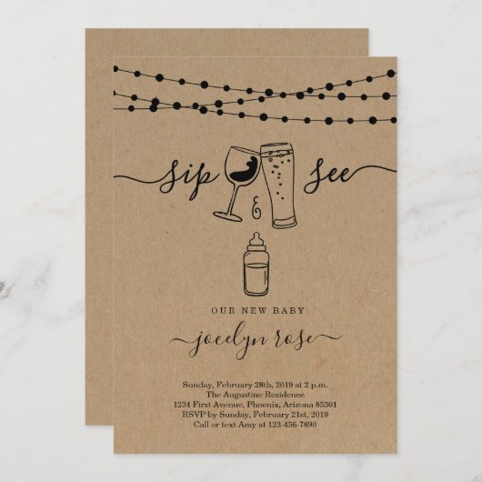 Wijn & bier Sip & See Kaart (Voorkant / Achterkant)