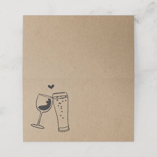 Wijn & Bier Toast Gevouwen Tent Stijl Plaats Kaart Plaatskaartje (Buitenkant ongevouwen)