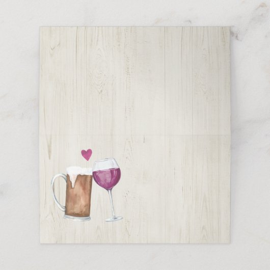 Wijn & Bier Toast Gevouwen Tent Stijl Plaats Kaart Plaatskaartje (Buitenkant ongevouwen)