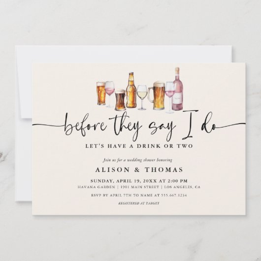 Wijn & Bier Trouwdouche | Verlovingsgroep Kaart (Voorkant)