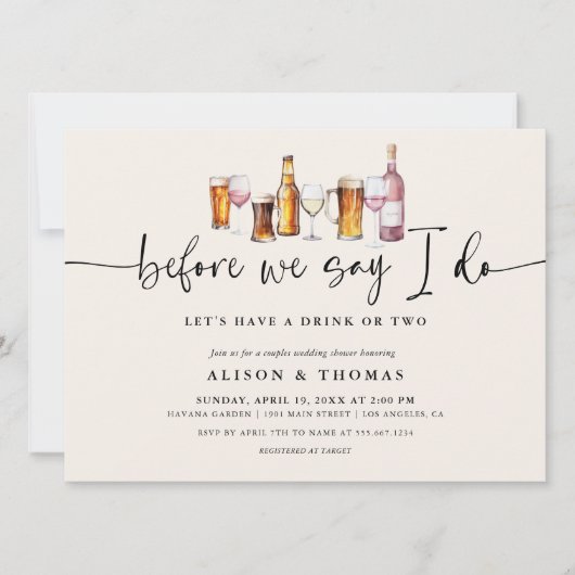 Wijn & Bier Trouwdouche | Verlovingsgroep Kaart (Voorkant)