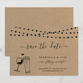 Wijn- & biertoast Save the Date-aankondiging Kaart (Voorkant / Achterkant)