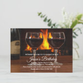 Wijn bij de haard uitnodiging (Staand voorkant)