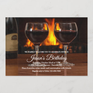 Wijn bij de haard uitnodiging