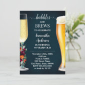 Wijn Blauw Bubble & Brouw Verjaardag Kaart (Staand voorkant)