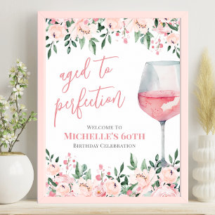 Wijn Bloem Feestelijke Verjaardagsfeest Welkom Bor Poster