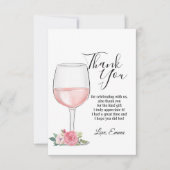 wijn, bloemen, bedankkaart kaart (Voorkant)