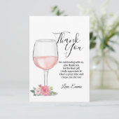 wijn, bloemen, bedankkaart kaart (Staand voorkant)