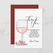 wijn, bloemen, bedankkaart kaart (Voorkant / Achterkant)