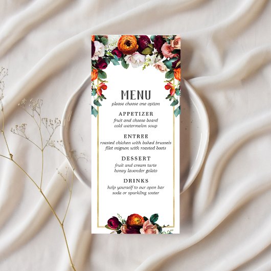 wijn, Blush en verbrand Oranje menu