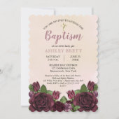 Wijn | Blush | Mauve Painterly Floral Baptisme Kaart (Voorkant)
