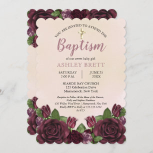 Wijn   Blush   Mauve Painterly Floral Baptisme Kaart