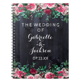 Wijn Blush & Navy Wood Bourgogne Bruiloft Planner Notitieboek