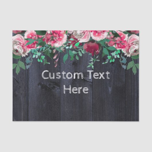 Wijn Blush & Navy Wood Bourgondië Aangepaste bruil Tissuepapier (Voorkant)