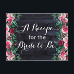 Wijn Blush & Navy Wood Bourgondië bruidrecept Kaar Briefkaart<br><div class="desc">Wijn Blush & Navy Wood Bourgondië Pioen Waterverf Bloemen Rustieke Boerderij Huwelijksrecept Kaart! ~ Controleer mijn winkel om de volledige bruidssuite voor dit ontwerp te zien!</div>