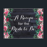 Wijn Blush & Navy Wood Bourgondië bruidrecept Kaar Briefkaart<br><div class="desc">Wijn Blush & Navy Wood Bourgondië Pioen Waterverf Bloemen Rustieke Boerderij Huwelijksrecept Kaart! ~ Controleer mijn winkel om de volledige bruidssuite voor dit ontwerp te zien!</div>