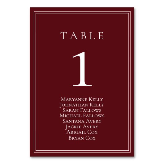 Wijn Bordeaux Classic Tafelnummer Zitkaart (Achterkant)