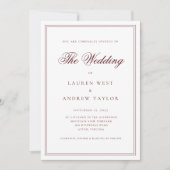 Wijn Bordeaux Modern Minimalist De bruiloft van Kaart (Voorkant)