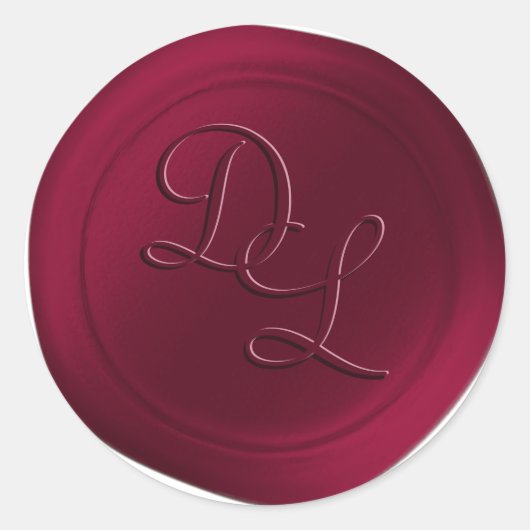 Wijn Bourgogne 2 Letter Monogram Wax Seal Stickers (Voorkant)