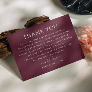 Wijn Bourgogne / Plum minimalistische typografie b Bedankkaart