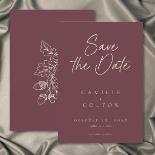 Wijn Bourgondië Blad Eikel Herfst Minimalistische Save The Date