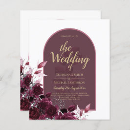 Wijn Bourgondië Rozen Goud Tekst Trouw UITNODIGING