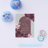 Wijn Bourgondië Rozen Goud Tekst Trouw UITNODIGING Flyer (Enkel)