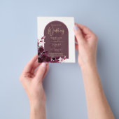 Wijn Bourgondië Rozen Goud Tekst Trouw UITNODIGING Flyer (Hand)